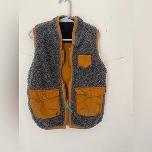 Kids' Gray and Tan Sherpa Vest